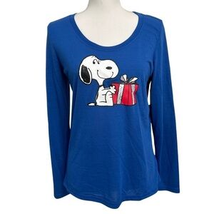 NEW WITH TAGS Peanuts Snoopy Long Sleeve Pajama Top Blue Size Medium